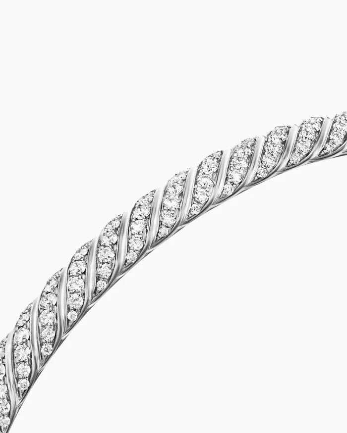 Sculpted Cable Bangle Bracelet In 18K White Gold With Diamonds 62mm Women David Yurman Bangle Sculpted Cable Bangle Bracelet In 18K White Gold With Diamonds 62mm Women David Yurman Bangle