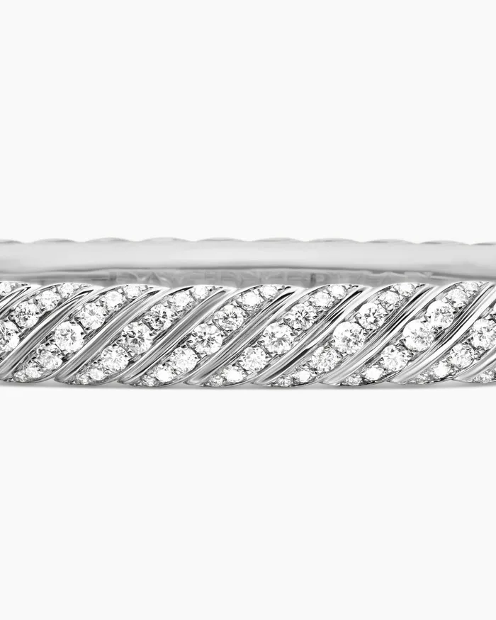 Sculpted Cable Bangle Bracelet In 18K White Gold With Diamonds 62mm Women David Yurman Bangle Sculpted Cable Bangle Bracelet In 18K White Gold With Diamonds 62mm Women David Yurman Bangle