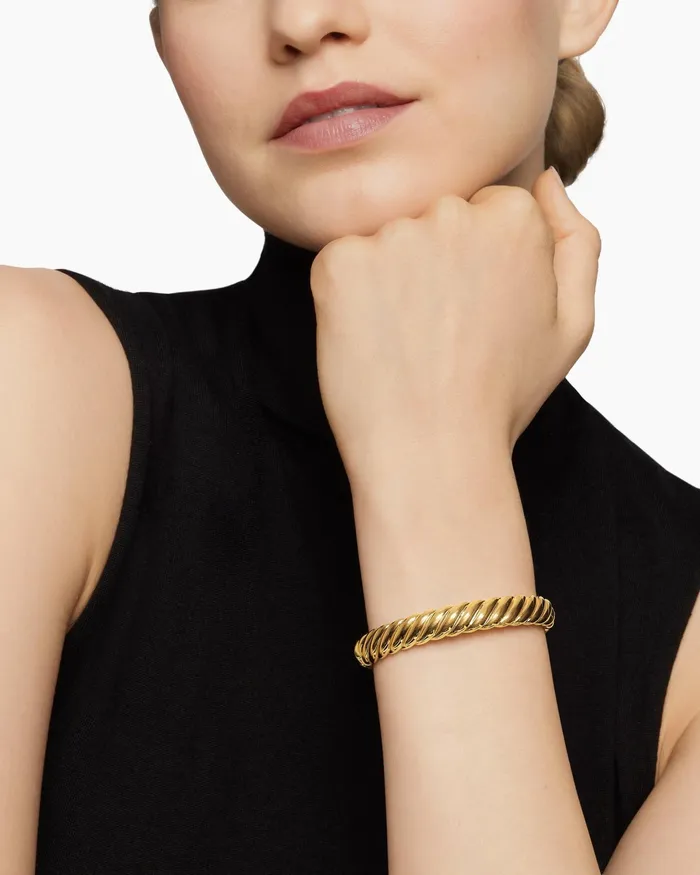 Sculpted Cable Bracelet In 18K Yellow Gold 10mm Women David Yurman Bangle Sculpted Cable Bracelet In 18K Yellow Gold 10mm Women David Yurman Bangle