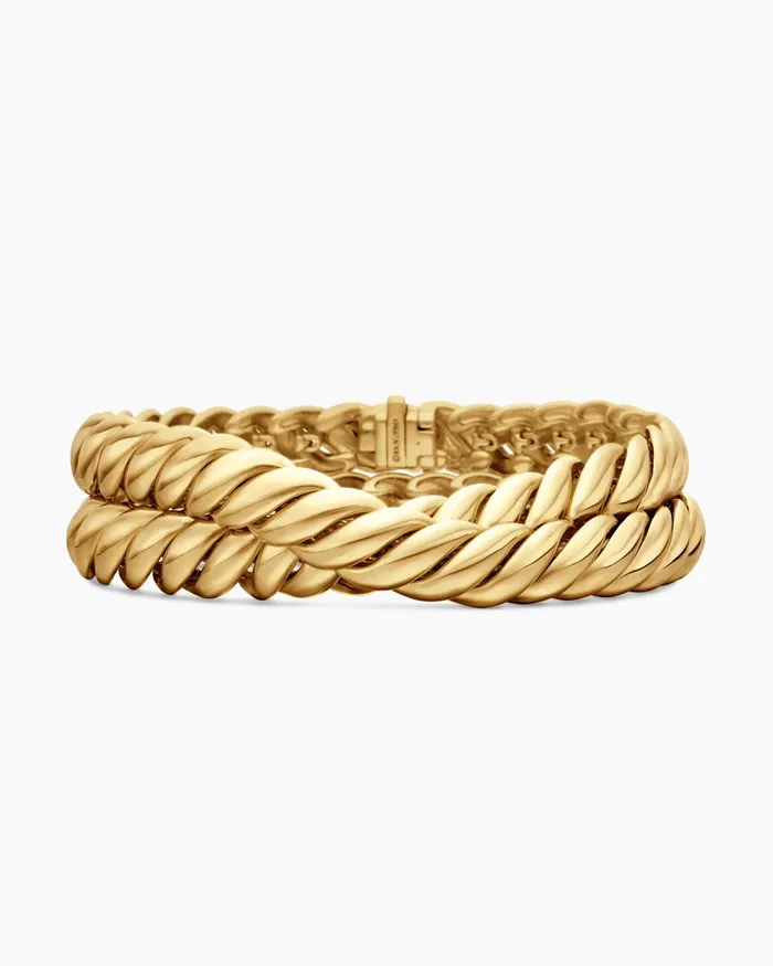 Sculpted Cable Double Wrap Bracelet In 18K Yellow Gold 85mm Women David Yurman Bangle Sculpted Cable Double Wrap Bracelet In 18K Yellow Gold 85mm Women David Yurman Bangle