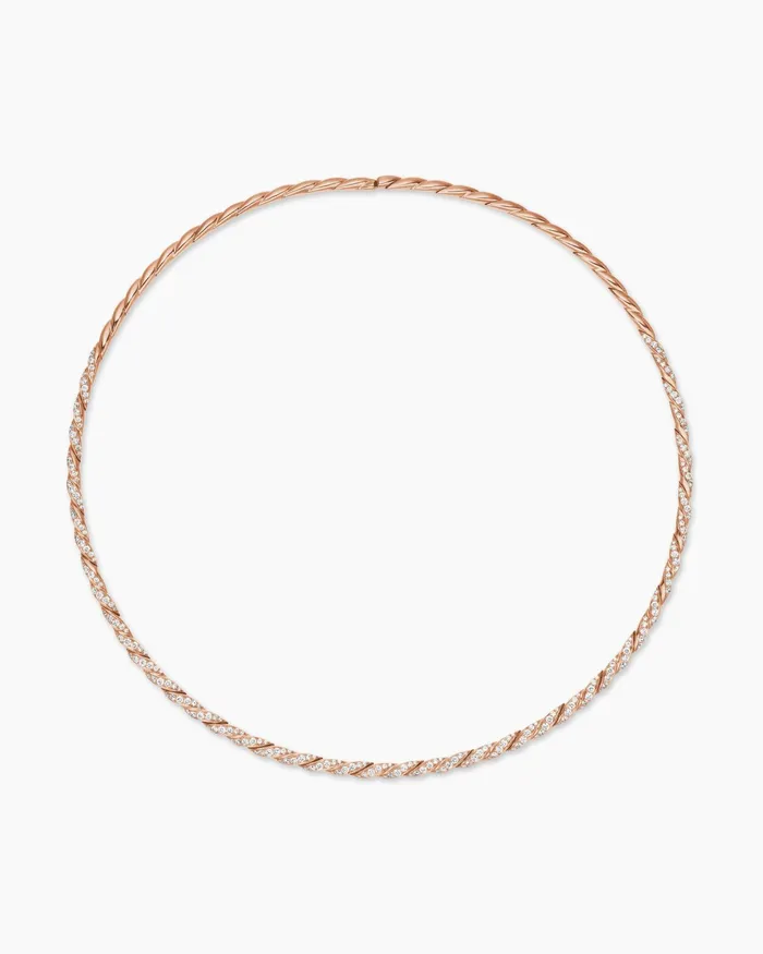 Sculpted Cable Flex Necklace In 18K Rose Gold With Diamonds 37mm Women David Yurman Statement Sculpted Cable Flex Necklace In 18K Rose Gold With Diamonds 37mm Women David Yurman Statement