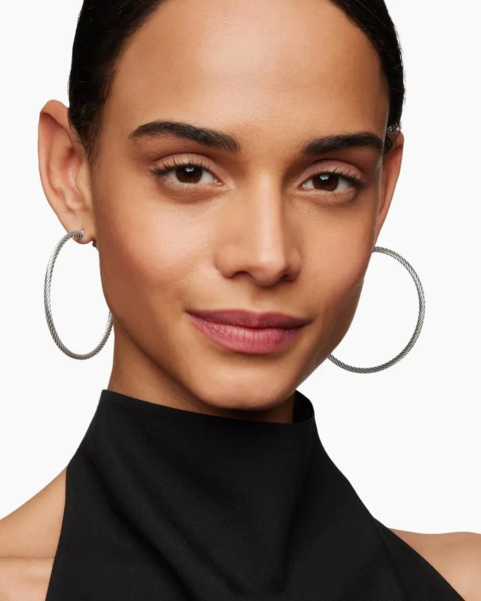 Sculpted Cable Hoop Earrings In Sterling Silver 25in Women David Yurman Hoop Sculpted Cable Hoop Earrings In Sterling Silver 25in Women David Yurman Hoop