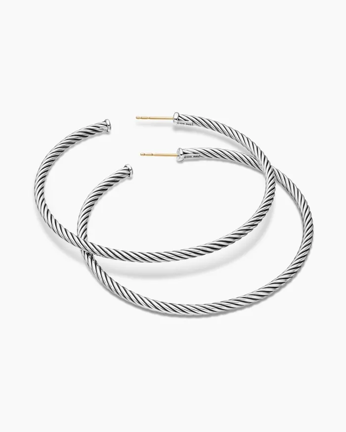Sculpted Cable Hoop Earrings In Sterling Silver 25in Women David Yurman Hoop Sculpted Cable Hoop Earrings In Sterling Silver 25in Women David Yurman Hoop