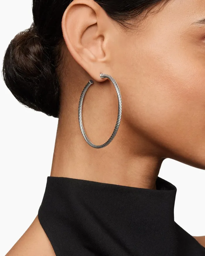 Sculpted Cable Hoop Earrings In Sterling Silver 25in Women David Yurman Hoop Sculpted Cable Hoop Earrings In Sterling Silver 25in Women David Yurman Hoop