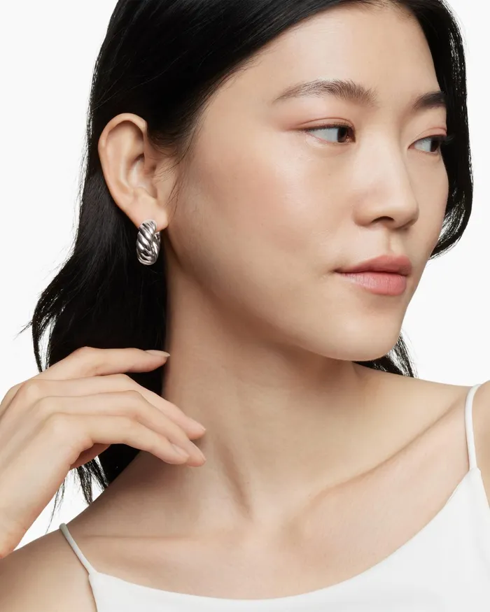 Sculpted Cable Hoop Earrings In Sterling Silver 25mm Women David Yurman Hoop Sculpted Cable Hoop Earrings In Sterling Silver 25mm Women David Yurman Hoop