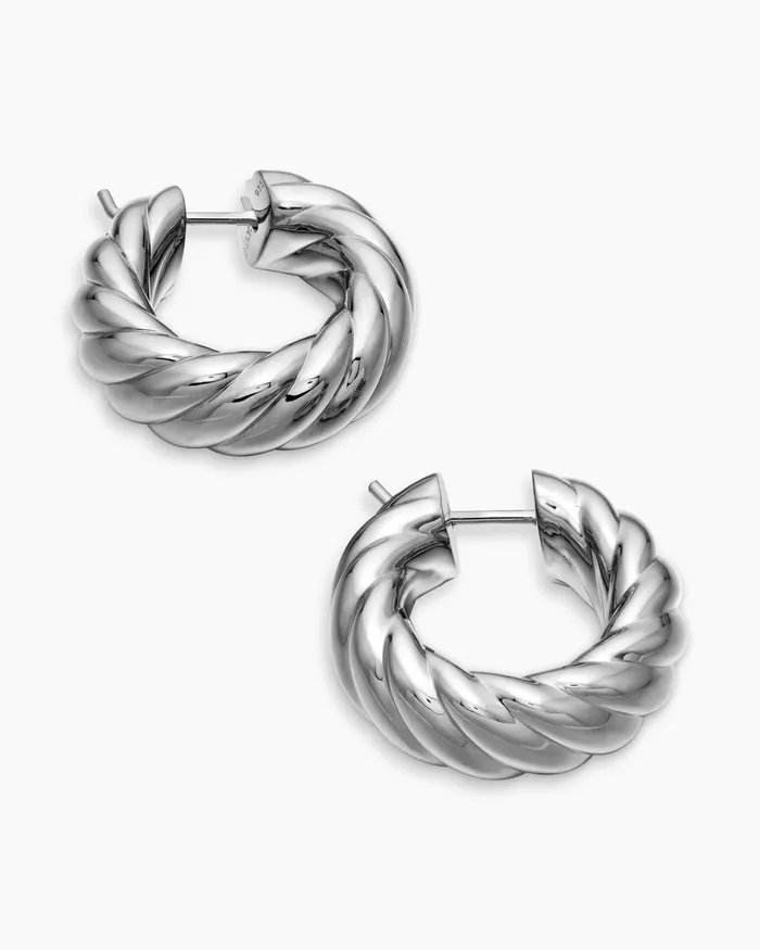Sculpted Cable Hoop Earrings In Sterling Silver 25mm Women David Yurman Hoop Sculpted Cable Hoop Earrings In Sterling Silver 25mm Women David Yurman Hoop