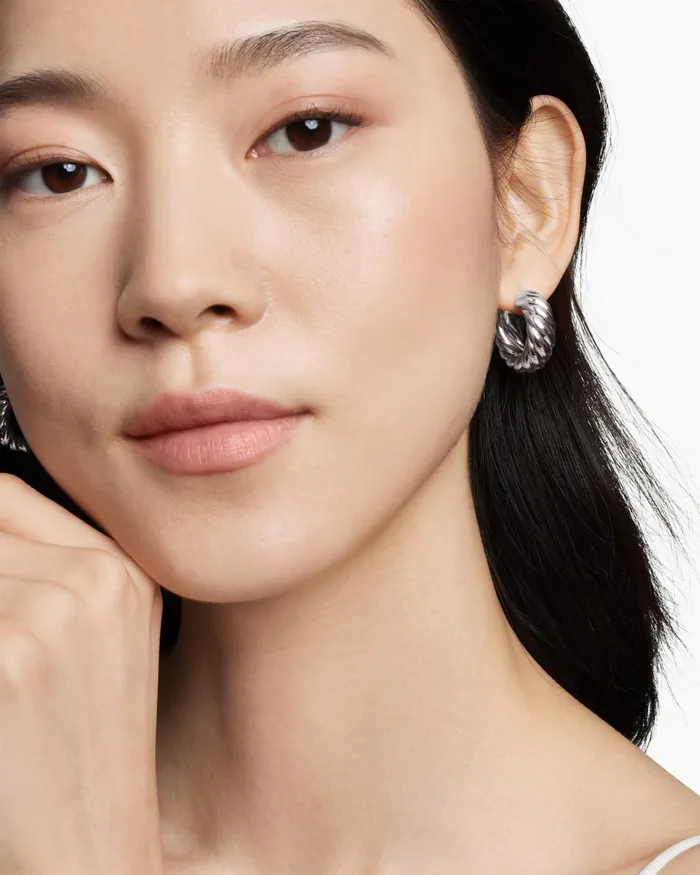 Sculpted Cable Hoop Earrings In Sterling Silver 25mm Women David Yurman Hoop Sculpted Cable Hoop Earrings In Sterling Silver 25mm Women David Yurman Hoop