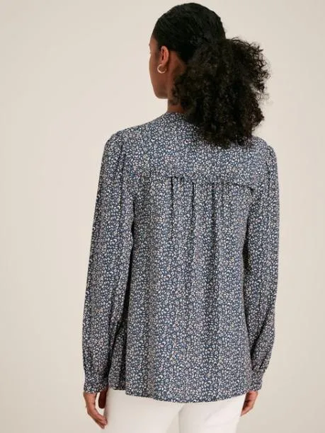 Shirts and Blouses Women Joules Blue Floral Long Sleeve Blouse