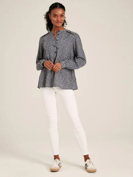 Shirts and Blouses Women Joules Blue Floral Long Sleeve Blouse