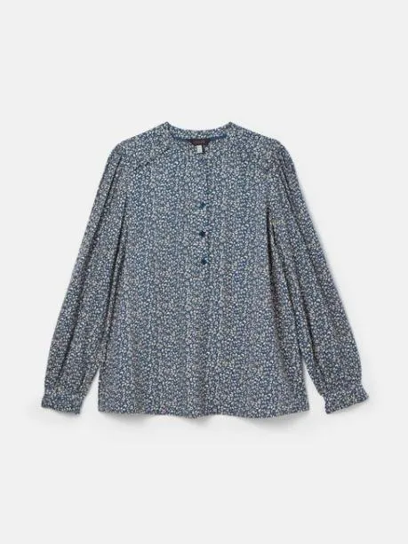 Shirts and Blouses Women Joules Blue Floral Long Sleeve Blouse
