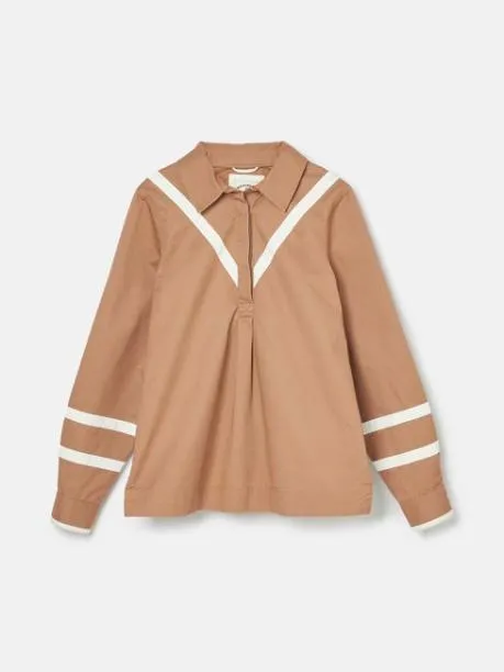 Shirts and Blouses Women Joules Tan Brown Cotton Deck Shirt