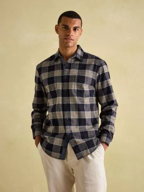 Shirts Men Joules Navy Blue Soft Brushed Cotton Check Shirt