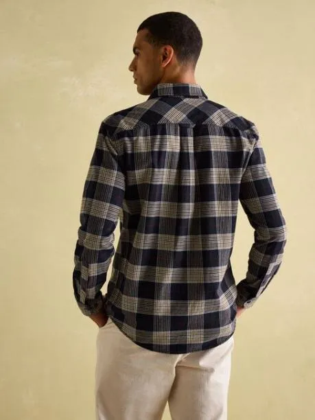 Shirts Men Joules Navy Blue Soft Brushed Cotton Check Shirt
