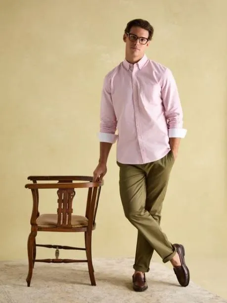 Shirts Men Joules Pink Long Sleeve Classic Fit Shirt