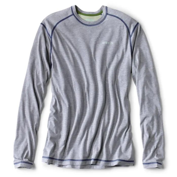 Shirts Men Orvis Drirelease LongSleeved Crew Light Gray