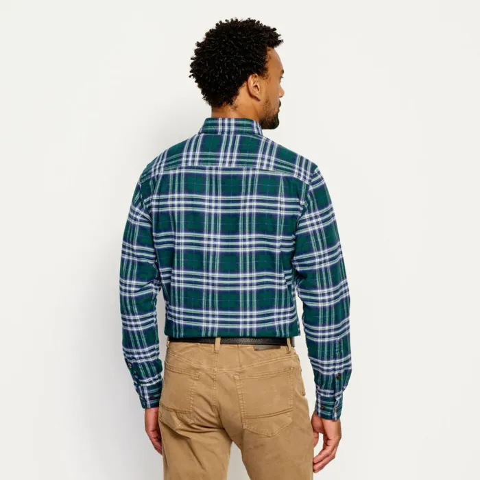 Shirts Men Orvis Lodge Flannel LongSleeved Shirt Blue Fog