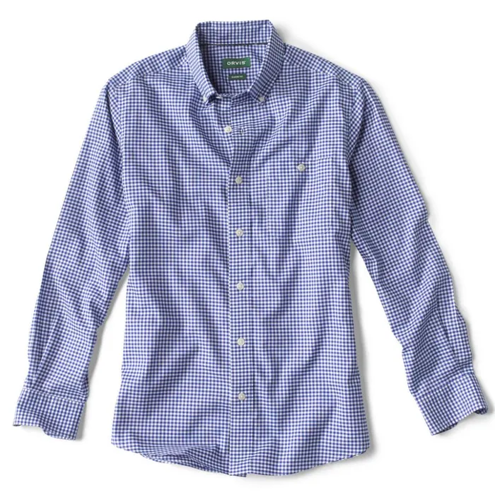Shirts Men Orvis NoWork Work LongSleeved Shirt Regular Blue Gingham