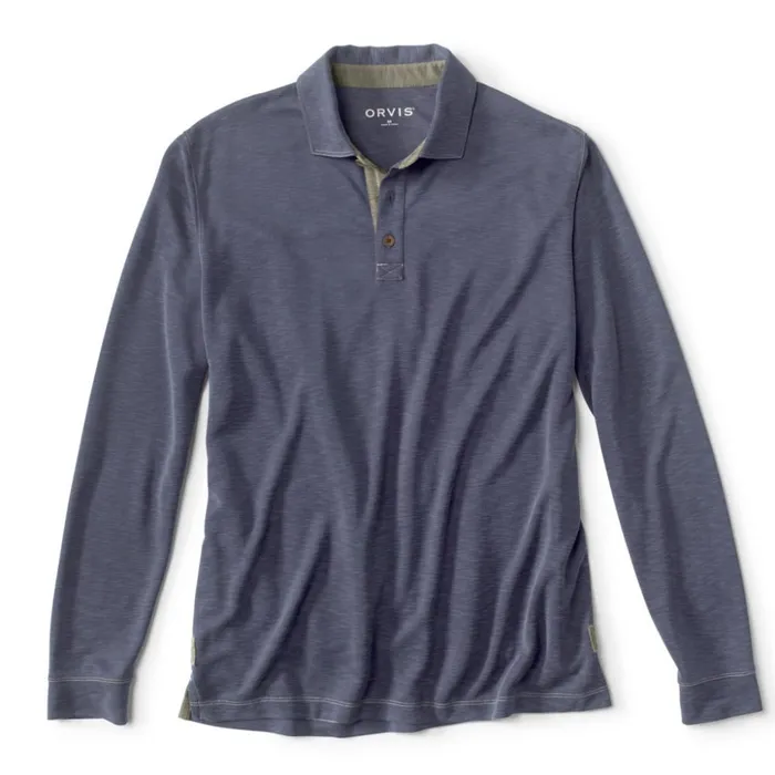 Shirts Men Orvis Three Forks LongSleeved Polo Navy
