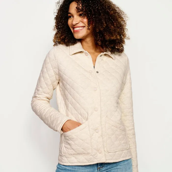 Shirts Women Orvis Quilted Sweatshirt Shirt Jacket Oatmeal Heather