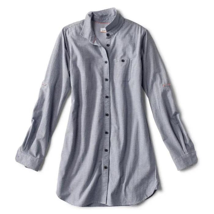 Shirts Women Orvis Surf Cast Tunic Blue Moon Cloud Mini Stripe