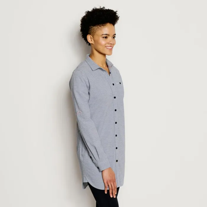 Shirts Women Orvis Surf Cast Tunic Blue Moon Cloud Mini Stripe