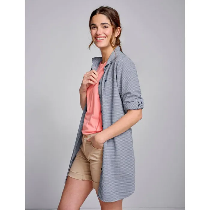 Shirts Women Orvis Surf Cast Tunic Blue Moon Cloud Mini Stripe