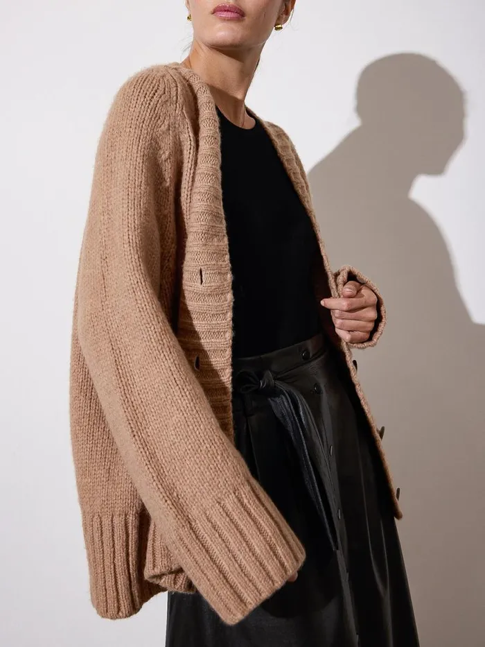 Shop Brochu Walker Cardigans The Cassian Cardigan Camel Mlange