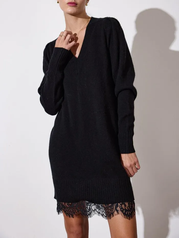 Shop Brochu Walker Dresses The Elisa Lace Looker Dress Black Onyx With Black Lace