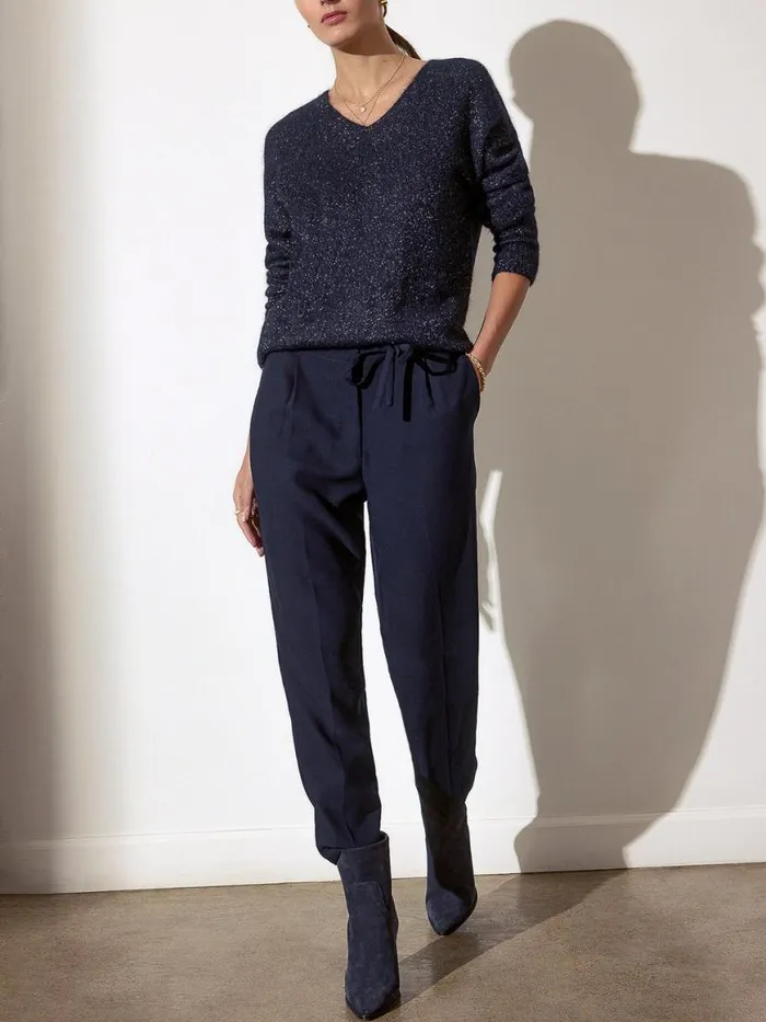Shop Brochu Walker Sweaters The Allery VNeck Sweater Baltic Metallic