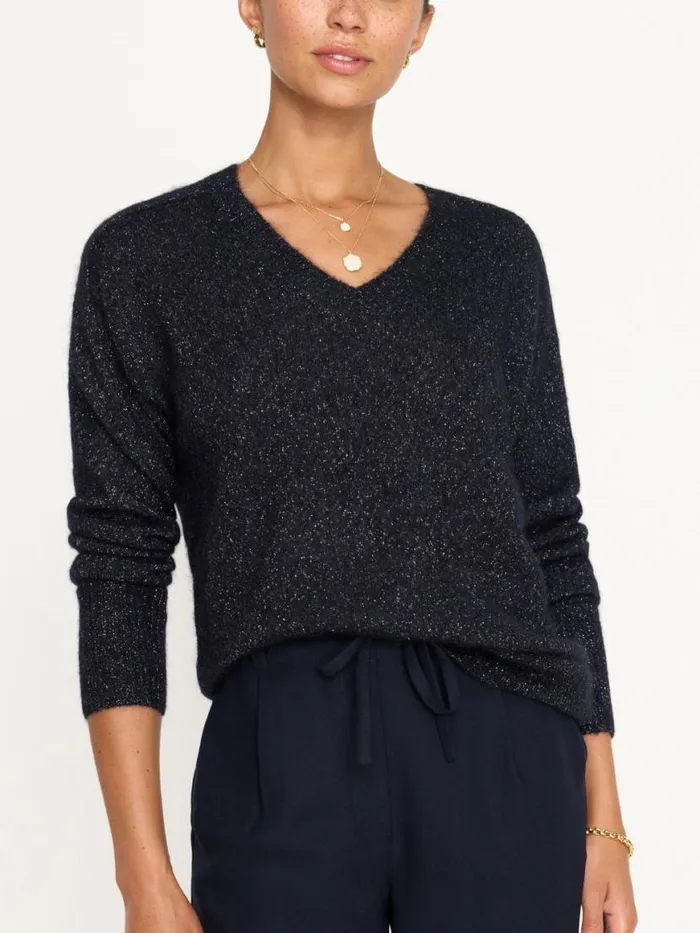 Shop Brochu Walker Sweaters The Allery VNeck Sweater Baltic Metallic