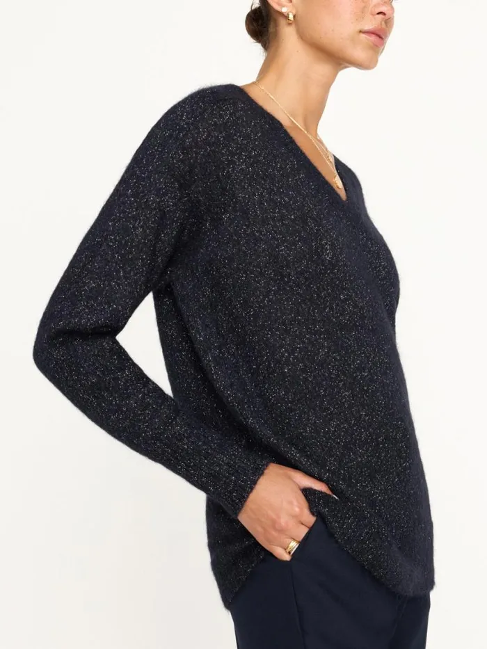 Shop Brochu Walker Sweaters The Allery VNeck Sweater Baltic Metallic