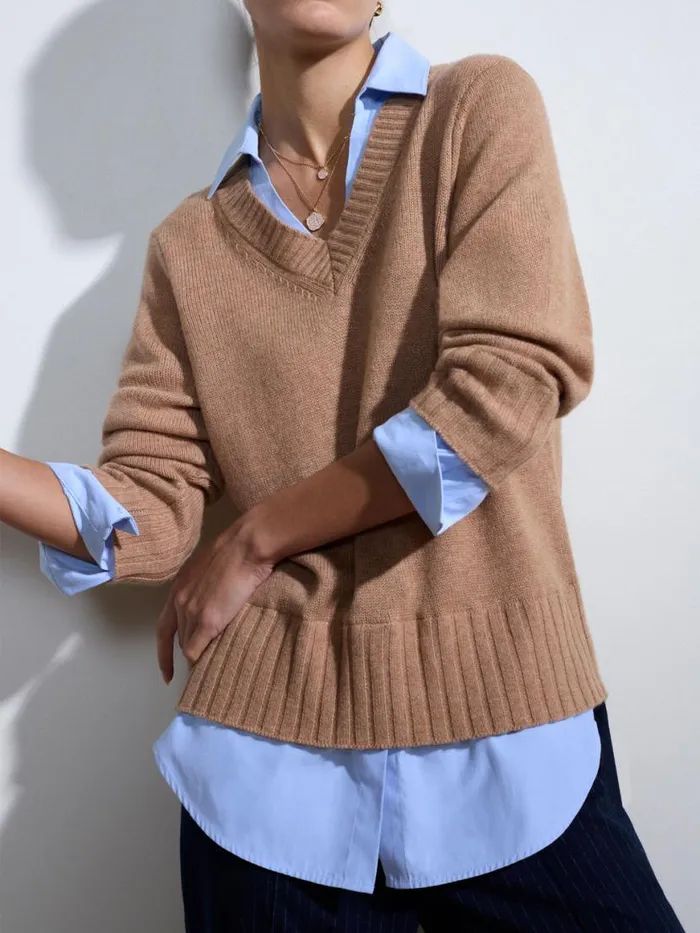 Shop Brochu Walker Sweaters The Arden Looker Camel Mlange With Oxford