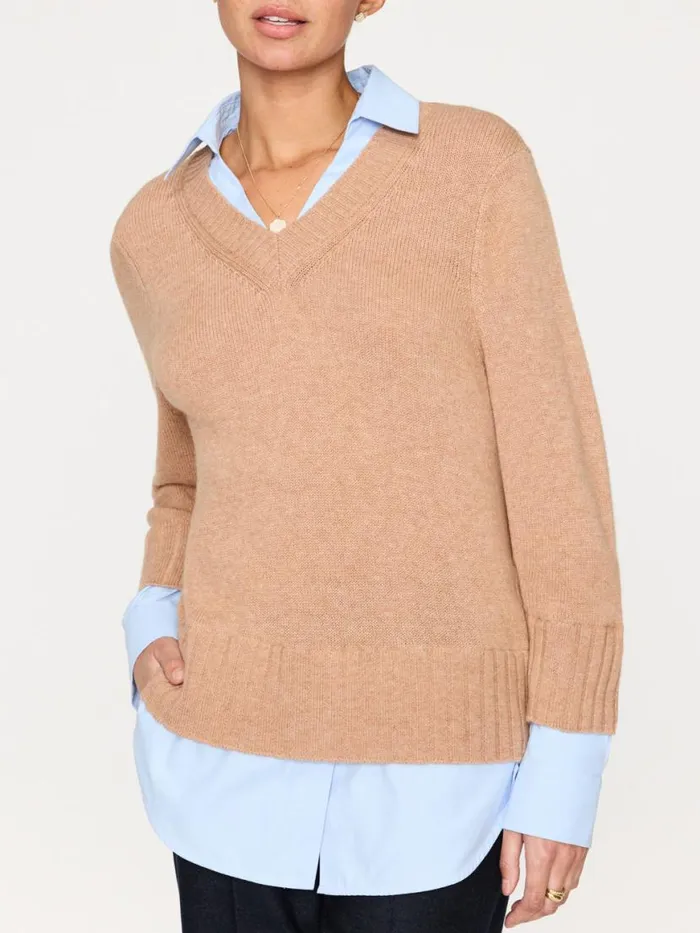 Shop Brochu Walker Sweaters The Arden Looker Camel Mlange With Oxford