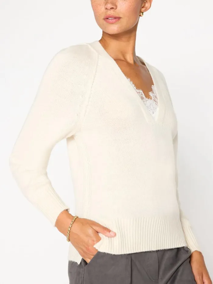 Shop Brochu Walker Sweaters The Ida Lace Vee Looker Ivory