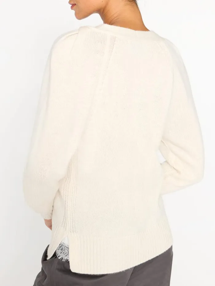 Shop Brochu Walker Sweaters The Ida Lace Vee Looker Ivory