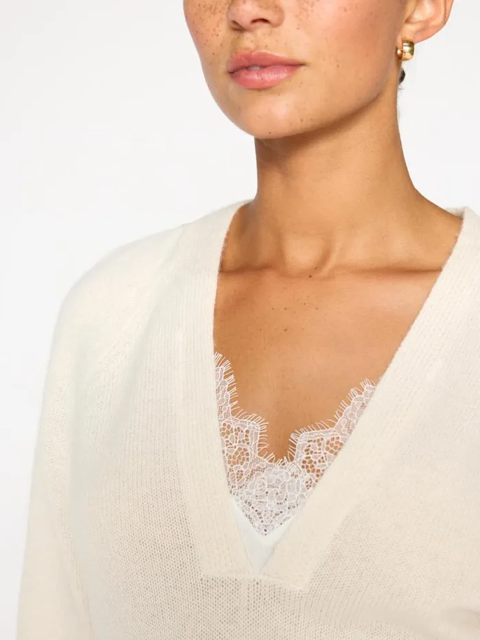 Shop Brochu Walker Sweaters The Ida Lace Vee Looker Ivory