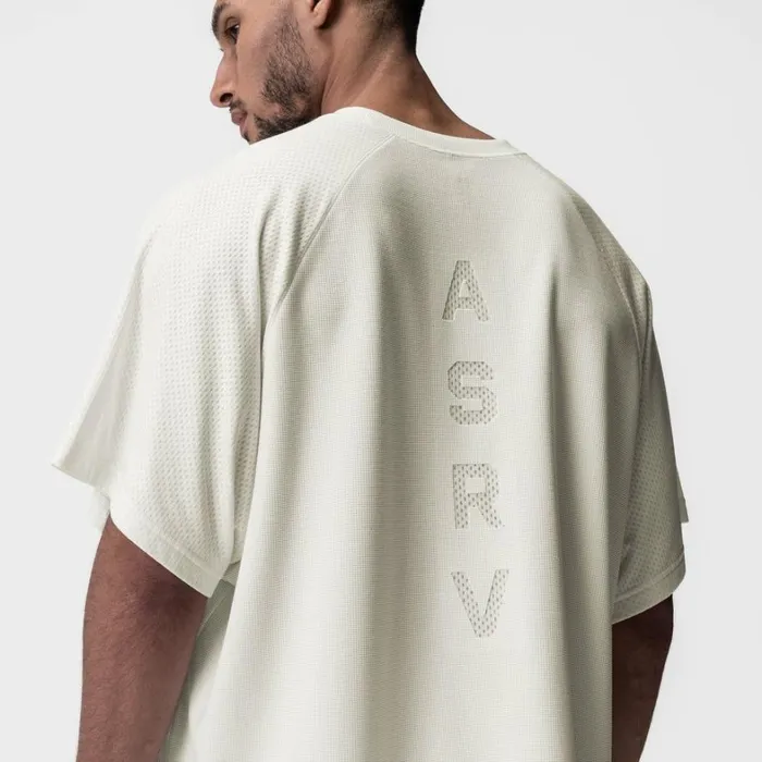 Short Sleeves Men ASRV Waffle Knit Oversized Tee Cream