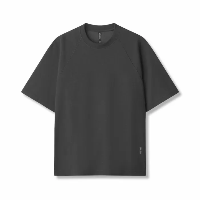 Short Sleeves Men ASRV Waffle Knit Oversized Tee Space Grey