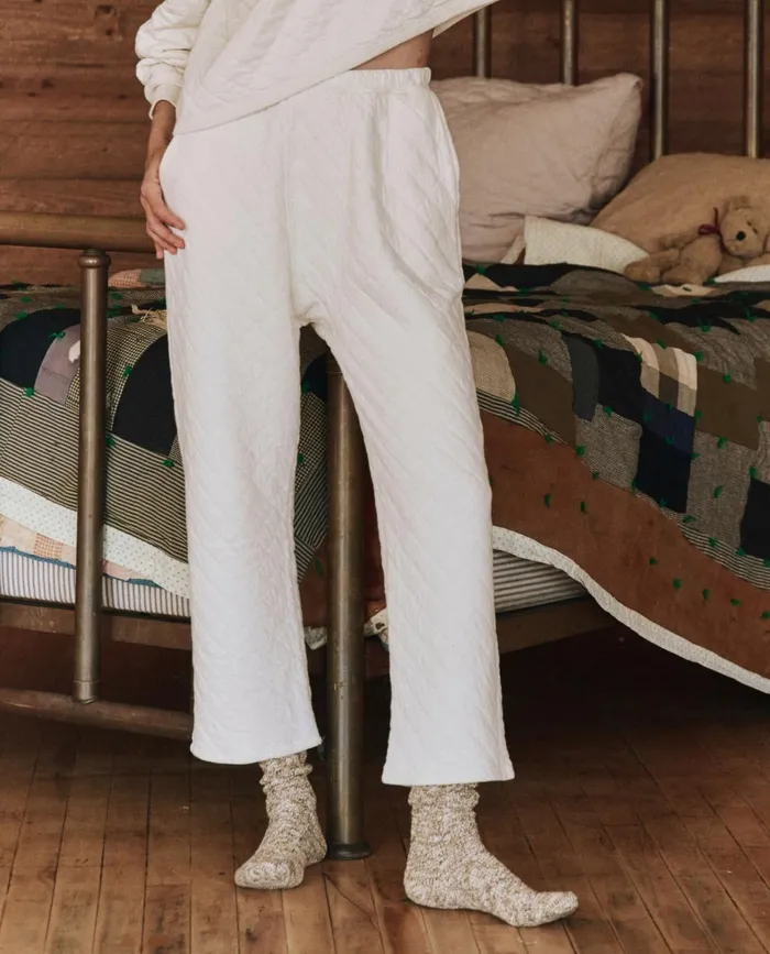 Sleep Bottoms Women The Great The Quilted Pajama Pant Washed White