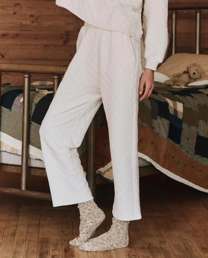 Sleep Bottoms Women The Great The Quilted Pajama Pant Washed White Sleep Bottoms Women The Great The Quilted Pajama Pant Washed White