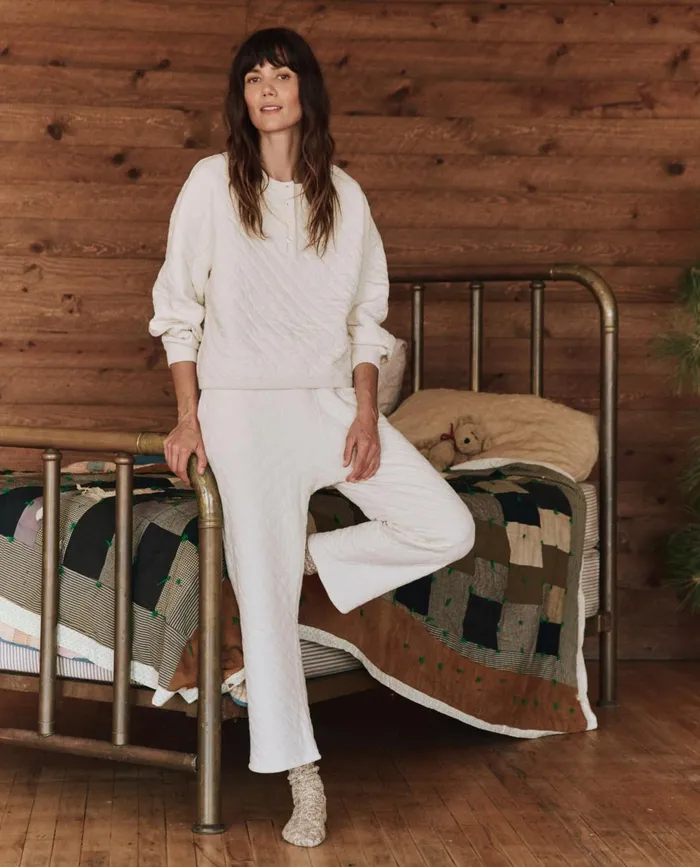 Sleep Bottoms Women The Great The Quilted Pajama Pant Washed White Sleep Bottoms Women The Great The Quilted Pajama Pant Washed White