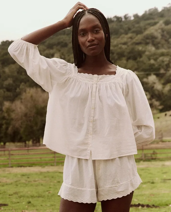 Sleep Tops Women The Great The Eyelet Button Sleep Top True White