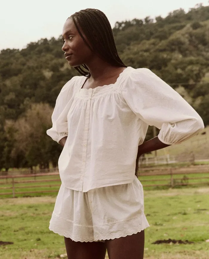Sleep Tops Women The Great The Eyelet Button Sleep Top True White Sleep Tops Women The Great The Eyelet Button Sleep Top True White