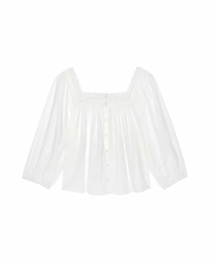 Sleep Tops Women The Great The Eyelet Button Sleep Top True White Sleep Tops Women The Great The Eyelet Button Sleep Top True White