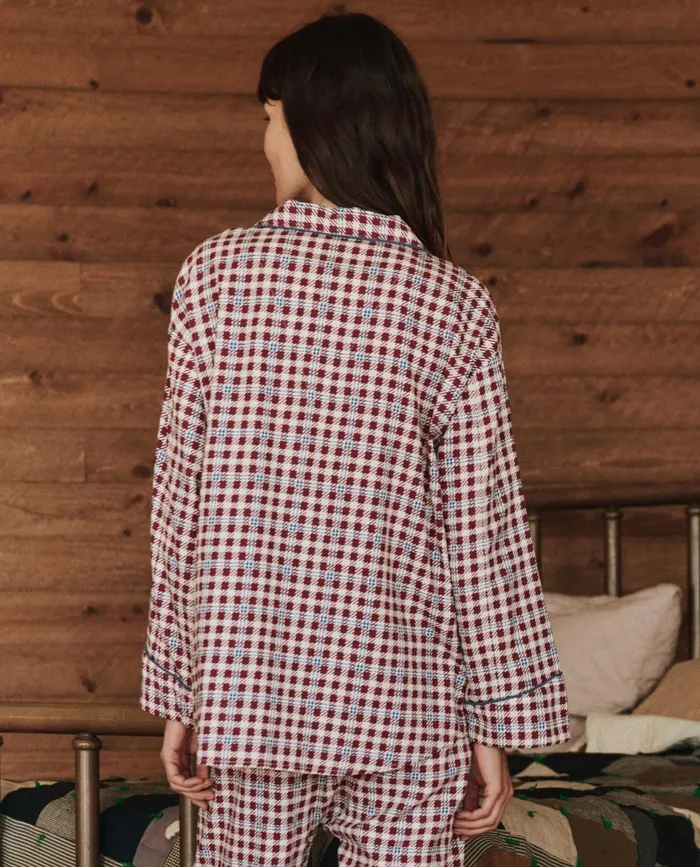 Sleep Tops Women The Great The Pajama Shirt Bordeaux Plaid Sleep Tops Women The Great The Pajama Shirt Bordeaux Plaid