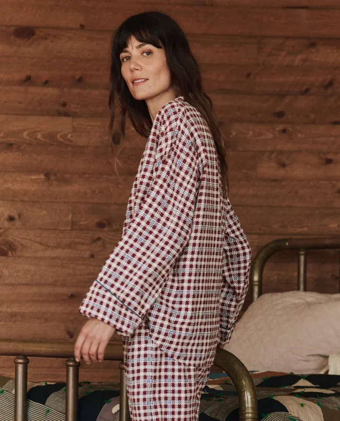Sleep Tops Women The Great The Pajama Shirt Bordeaux Plaid Sleep Tops Women The Great The Pajama Shirt Bordeaux Plaid