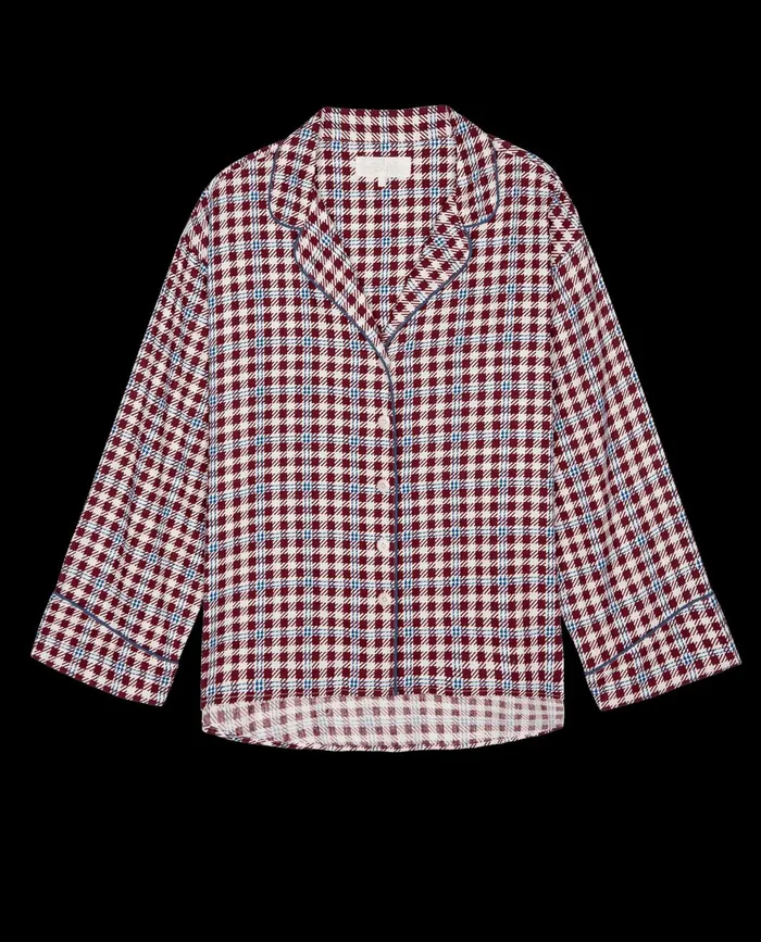 Sleep Tops Women The Great The Pajama Shirt Bordeaux Plaid Sleep Tops Women The Great The Pajama Shirt Bordeaux Plaid