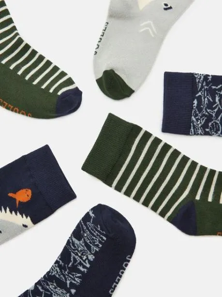 Socks Boys Joules GreenNavy 3 Pack Socks