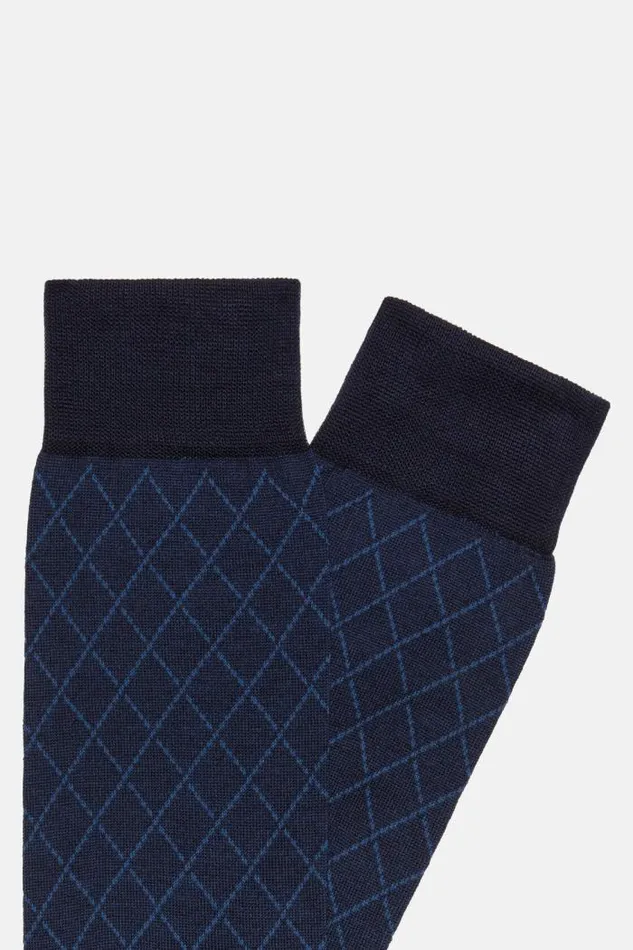 Socks Men Boggi Milano Geometric Cotton Blend Socks Navy Blue Socks Men Boggi Milano Geometric Cotton Blend Socks Navy Blue