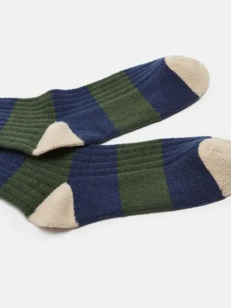 Socks Men Joules GreenNavy Cosy Striped Socks
